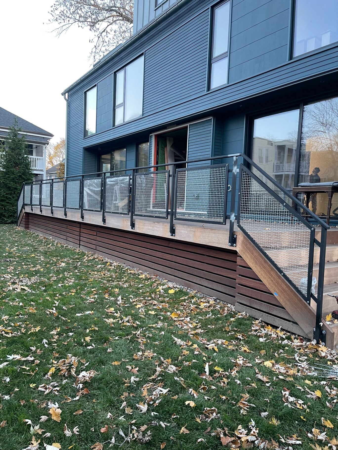 Custom iron railing on a brick home